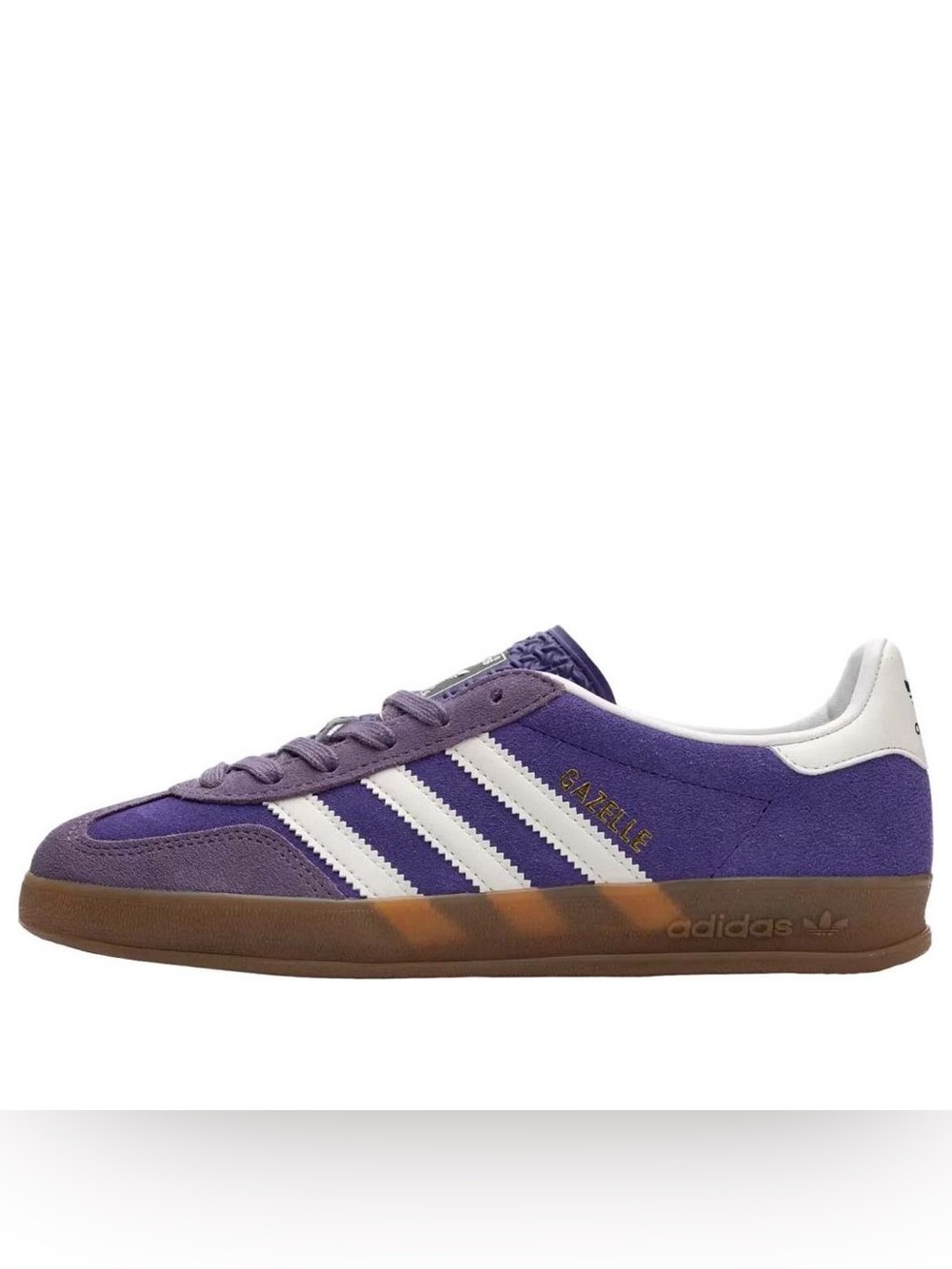 adidas Purple Suede Gazelle with White Stripes and Gum Sole